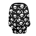 Belidome Gothic Baby Stuff Nursing Cover Up for Breastfeeding Black and White Skull Carseat Canopy for Baby Boys Stretchy Comfy