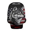 Belidome Wolf American Flag Nursing Cover Up for Breastfeeding 4th of July Baby Boy Carseat Canopy Patriotic Nursing Shawl
