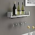 Wooden&amp;Iron Wall Mounted Wine Rack Wine Bottle Holder Glass Hanging Rack Wine Botte Holder Stand (White)