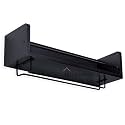 Wooden&Iron Wall Mounted Wine Rack Wine Bottle Holder Glass Hanging Rack Wine Botte Holder Stand (Black)