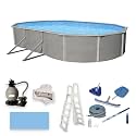 Belize 18-ft x 33-ft Oval 52-in Deep 6-in Top Rail Swimming Pool Package