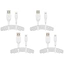Belkin BoostCharge Lightning Cable - 9.8ft/3M - MFi Certified Apple iPhone Charger USB to Lightning Cable - iPhone Cable - iPhone Charger Cord - Apple Charger - USB Phone Charger - White (Pack of 4)