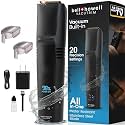 Bell+Howell Vacutrim Deluxe Cordless Mens Beard Trimmer, Rechargeable Electric Shaver with 20 Trim Setting and Built-in Vacuum for Mustache, Sideburns. Facial Hair, Black, 7.5", As Seen On TV