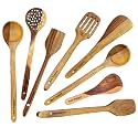 Bell Pepper™ Handmade Wooden Spatula Set For Kitchen Cooking And Serving Tools Without Polish For Non Stick Utensils & Cookwares - Multipurpose Large Size Easy To Wash Low Maintenance Ladle - Set Of 8