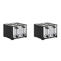 bella 4 Slice Toaster with Auto Shut Off,Extra Wide Slots &amp; Removable Crumb Tray and Cancel,Defrost &amp; Reheat Function,Toast Bread-&amp; Bagel,Black,(Pack of 2)
