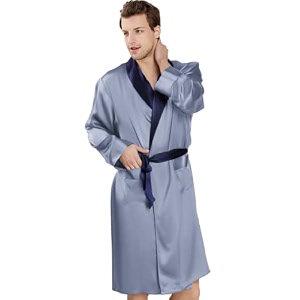 bella babe by sk ice blue men satin robe free size