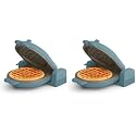 bella Flip-n-Store Waffle Maker,EverGood™ Ceramic Nonstick Coating,Fits-anywhere™ Kitchenware,Power Indicator Light &amp; Touch Handle,7” Wide &amp; 1" Deep Plates,1000 Watt,Surf,(Pack of 2)