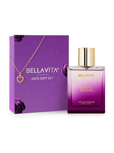 bellavita date perfume gift setlong lasting fragrancegold plated pendant 2 items in the set