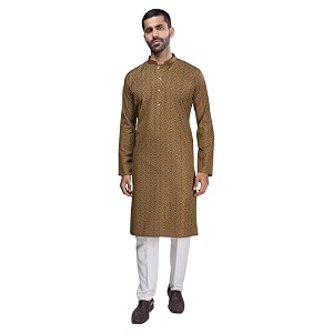 BELLAZO Mens Premium Cotton Printed Regular Kurta