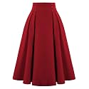 Belle Poque Women's Midi Pleated A-Line Skirts Pockets
