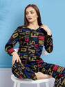 BelleBird Women Printed Black Night Suit Set