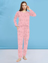 BelleBird Women Printed Pink Night Suit Set