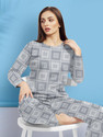 BelleBird Women Printed Grey Night Suit Set