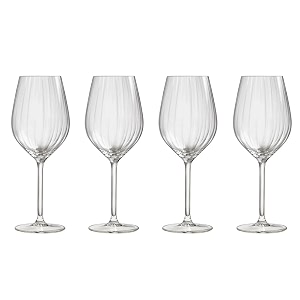 bellemax ribbed wine glasses 350ml crystal clear glass wine goblets with elegant stem premium drinking glasses for red wine white wine cocktail champagne set of 4