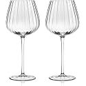 bellemax Ribbed Wine Glasses, 350 ML Crystal Clear Stem Wine Glass for Red Wine, White Wine, Champagne, Cocktail &amp; Mocktails, Premium Drinking Goblets for Home Set of 2