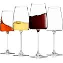 bellemax Ribbed Wine Glasses, 350ML Crystal Clear Glass Wine Goblets with Elegant Stem, Premium Drinking Glasses for Red Wine, White Wine, Cocktail, Champagne Set of 4