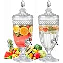Bellemax 2 Litre Glass Iced Drink Dispenser with Spout &amp; Tap, Glass Lid Cold Beverage Dispenser for Beer, Water, Cocktails, Detox Drinks &amp; More, Perfect for Parties &amp; Events,Daily Uses 1 Pcs