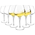 bellemax 460ML Crystal Wine Glasses | Premium Lead-Free Red &amp; White Wine Glasses | Elegant Long Stem Clear Glass Goblets for Wine, Champagne, Cocktail, Party, Home (Set of 6)