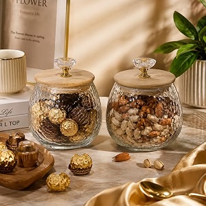 bellemax 500ML Clear Glass Storage Jar With