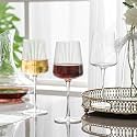 bellemax Crystal Clear 250ML Lining Wine Glass | Premium Ribbed Stem Wine Glasses for Red Wine, White Wine, Champagne, Cocktails &amp; Juice | Elegant Drinking Glasses for Home