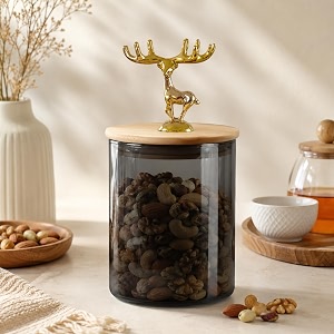 bellemax 500ML Smoky Grey Glass Storage Jar