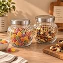 bellemax 650ML Ribbed Glass Storage Jar with
