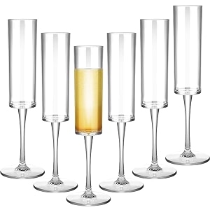 bellemax 170ml champagne flute glasses crystal clear stemmed sparkling wine glasses premium long stem champagne glasses for prosecco mimosa cocktail party wedding set of 6