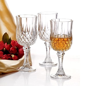 bellemax crystal clear 250ml lining wine glass  premium ribbed stem wine glasses for red wine white wine champagne cocktails amp juice  elegant drinking glasses for home