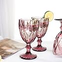 bellemax Multicolored Diamond Cut Wine Glasses, 340 ML Crystal Clear Drinking Goblets, Premium Colored Glass Stemware for Red Wine, White Wine, Juice Set of 2