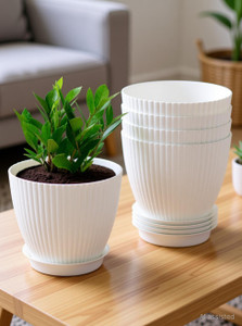 bellerbird premium quality ribbed designe 6 inch flower pot for home decoration plant container set