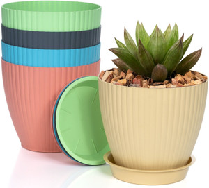 bellerbird premium quality ribbed designe 6 inch flower pot for home decoration plant container set