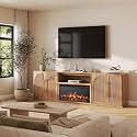 BELLEZE Jagger 105" TV Stand with 36" Electric Fireplace - Camel