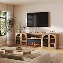 BELLEZE Jagger 105" TV Stand with 36" Electric Fireplace - Camel