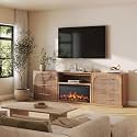BELLEZE Jagger 105" TV Stand with 36" Electric Fireplace - Camel