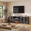 BELLEZE Jagger 105" TV Stand with 36" Electric Fireplace - Ebony
