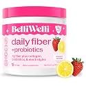 Belli Welli Fiber Supplement Powder with Prebiotics for Digestive Health and GLP-1 Support, Soluble Fiber for Gut Health & Debloat, Keto, Gluten Free, 16 Servings (1 Pack) Strawberry Lemonade