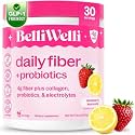 Belli Welli Fiber Supplement Powder with Prebiotics for Digestive Health and GLP-1 Support, Soluble Fiber for Gut Health &amp; Debloat, Keto, Gluten Free, 30 Servings (1 Pack) Strawberry Lemonade