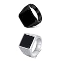 BELLINA Trending Black And Silver Finger Ring For Boys And Men Combo | Ring Combo For Men | Gift For Men And Boys - One Size
