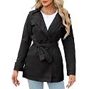 Bellivera Women's Classic Long Windproof Trench Coat With Belted Waist