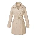 Bellivera Women's Classic Long Windproof Trench Coat With Belted Waist