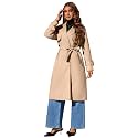 Bellivera Women's Classic Long Windproof Trench Coat With Belted Waist
