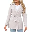 Bellivera Women's Classic Long Windproof Trench Coat With Belted Waist