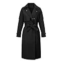 Bellivera Women's Classic Long Windproof Trench Coat With Belted Waist