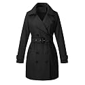 Bellivera Women's Classic Long Windproof Trench Coat With Belted Waist
