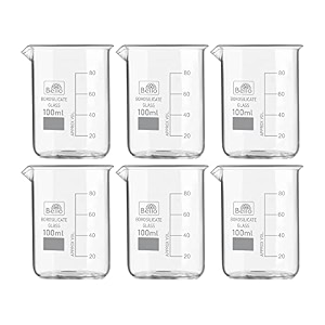 bello naturals feel better everyday borosilicate 33 glass beaker 100 ml with graduation marks pack of 6 beakers for school collage chemistry lab laboratory