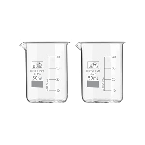 bello naturals feel better everyday borosilicate 33 glass beaker 50 ml with graduation marks pack of 2 beakers for school collage chemistry lab laboratory