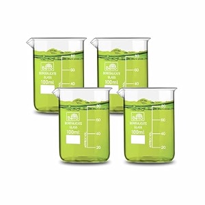bello naturals feel better everyday borosilicate 33 glass beaker 100 ml with graduation marks pack of 4 beakers for school collage chemistry lab laboratory