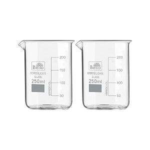 bello naturals feel better everyday borosilicate 33 glass beaker 250 ml with graduation marks pack of 2 beakers for school collage chemistry lab laboratory