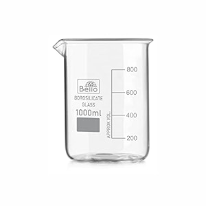 bello borosilicate 33 glass transparent beakers with graduation marks - 1000 ml pack of 1 for school collage chemistry lab laboratory