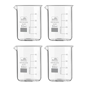 bello borosilicate 33 glass beaker 50 ml with graduation marks pack of 4 beakers for school collage chemistry lab laboratory